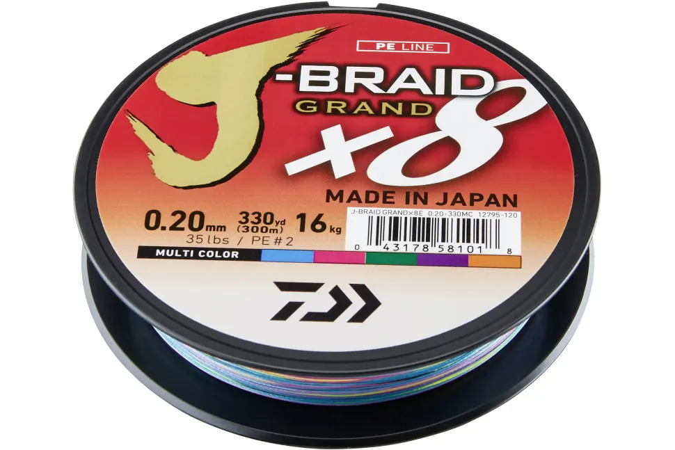 Daiwa J-Braid Grand X8 300m Multicolor 0,18mm 12,5kg