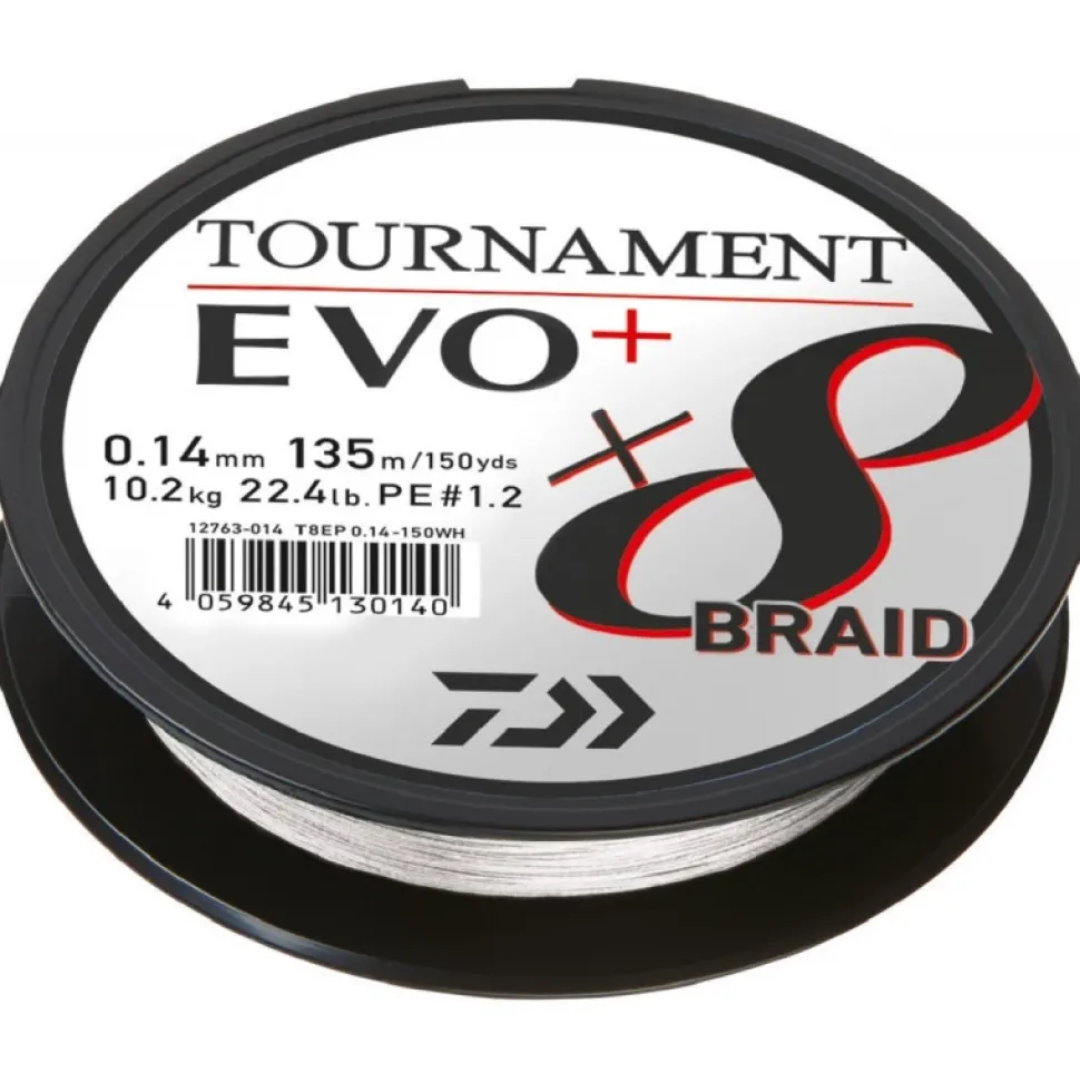 Daiwa Tournament X8 Braid EVO+ 135m Weiß 0,12mm 8,6kg