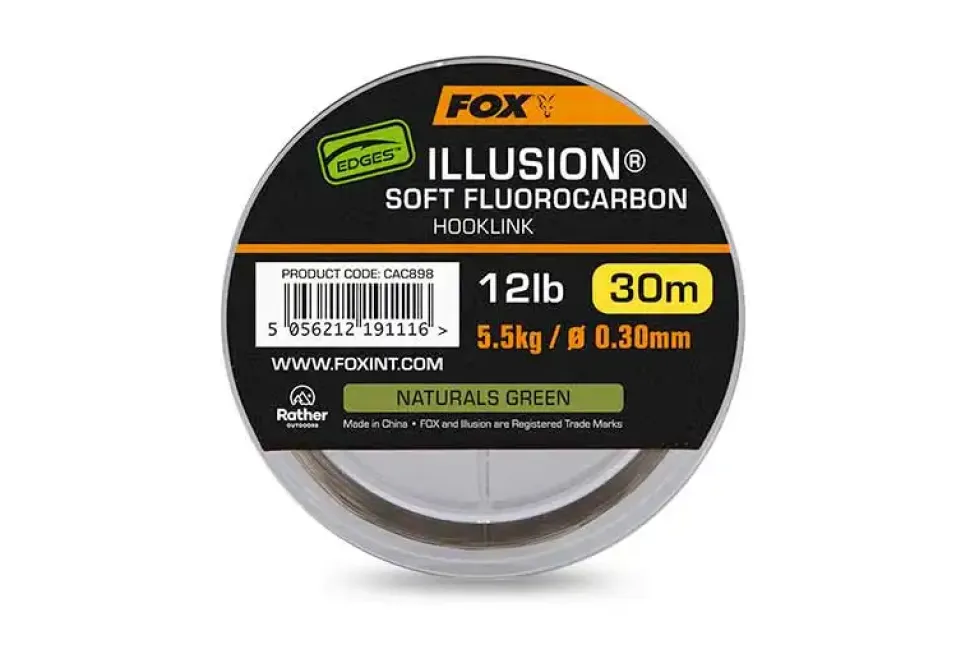 FOX Carp Edges Illusion Soft FC Hooklink 5,44kg 30m Natural Green 0,30mm