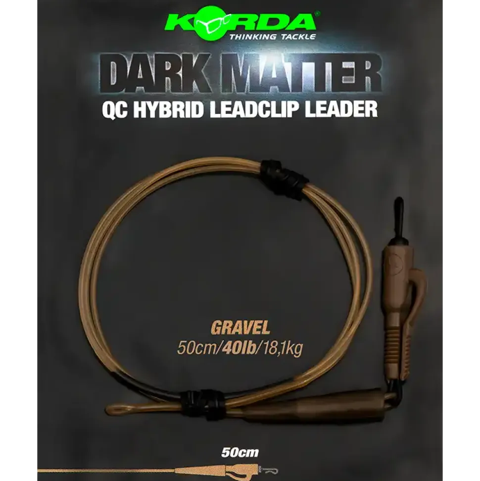 Korda Dark Matter Leader QC Hybrid Clip 100cm 40lb Weed