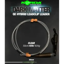 Korda Dark Matter Leader QC Hybrid Clip 100cm 40lb Weed