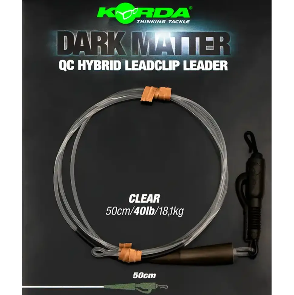 Korda Dark Matter Leader QC Hybrid Clip 100cm 40lb Weed